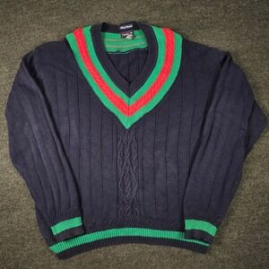 GANT Men's Navy Cable Knit Cricket Sweater Cricket Tennis Preppy Size XL